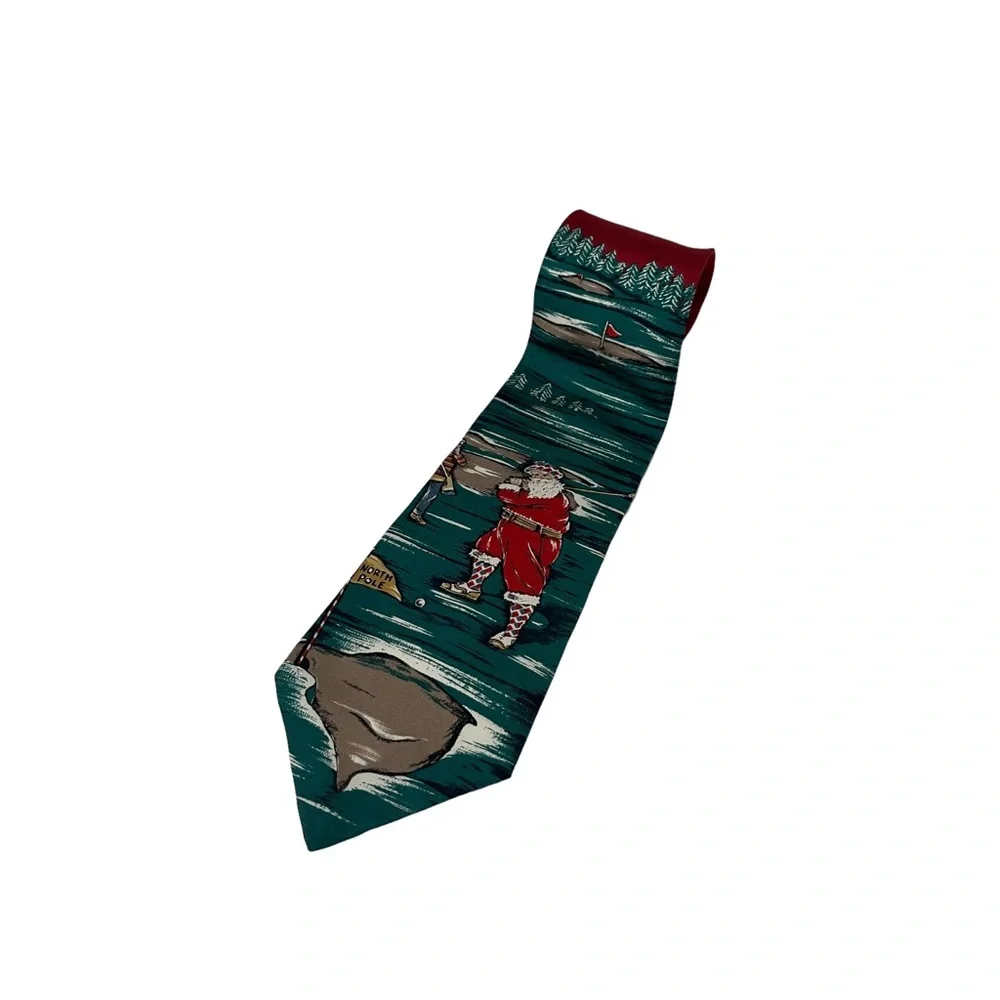 Vintage Wembley Silk Christmas Holiday Santa Golf Necktie Dress Career Mens Tie